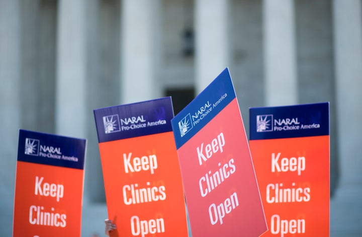 Pro-abortion rights protesters rally in Washington, D.C., in June 2016. 