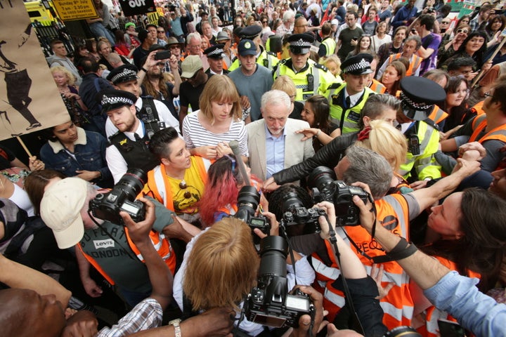 Jeremy Corbyn at an anti-austerity rally.