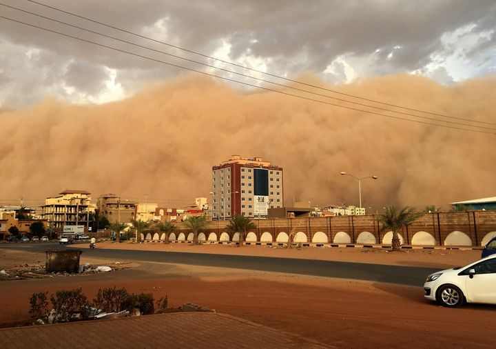 A general view of the city during the Sand storm in Khartoum, Sudan on June 1, 2017. (