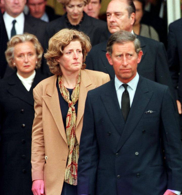 Prince Charles arrives in France with Diana's sisters Lady Sarah and Lady Jane 