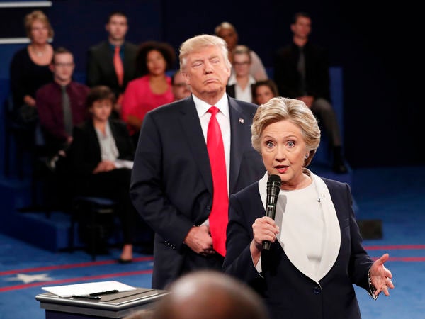 During their second Presidential debate, Donald Trump shadowed Hillary Clinton and repeatedly invaded her personal space - a