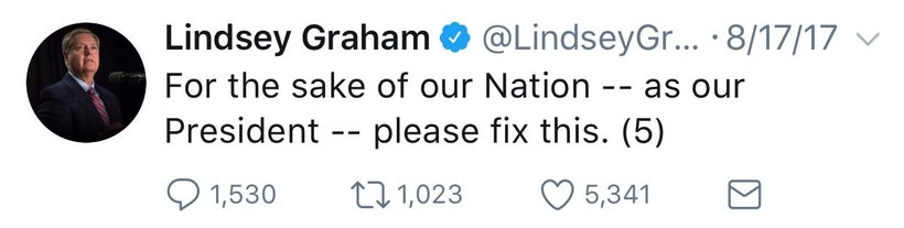 Senator Lindsey Graham (R-SC) attempted to appeal to President Trump, via Twitter, with logic and reason following the Presid
