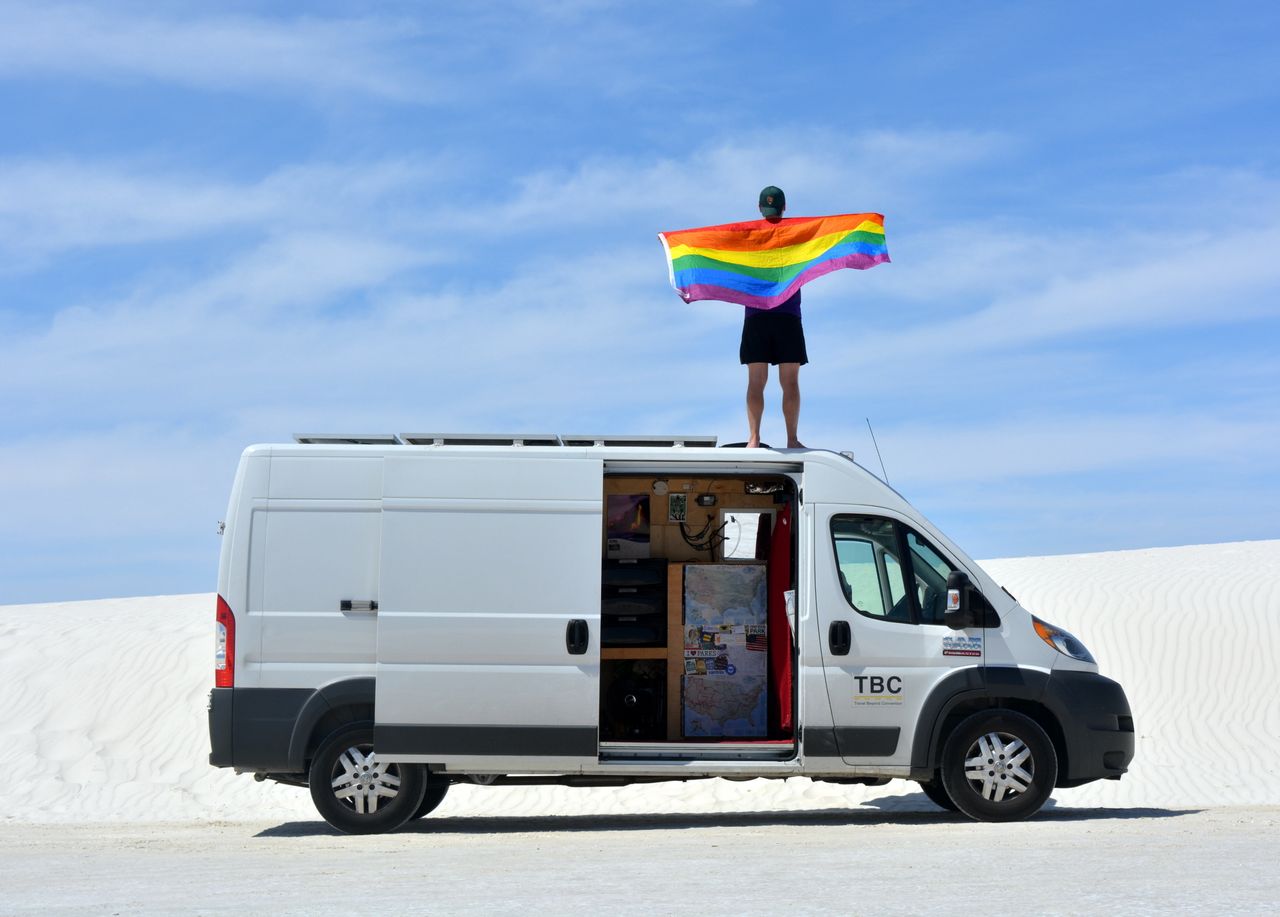 “It took me until my mid-20s to come to a place where I was able to accept that I was gay, and that I didn’t have to lose my Christian identity in order to accept it,” Meyer, shown here at White Sands National Monument in New Mexico, said.