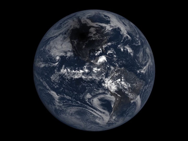 <p>Another view of the total solar eclipse with the Moon’s shadow falling on Earth on Aug. 21, 2017 from NASA's EPIC camera/NOAA's DSCOVR satellite. </p>