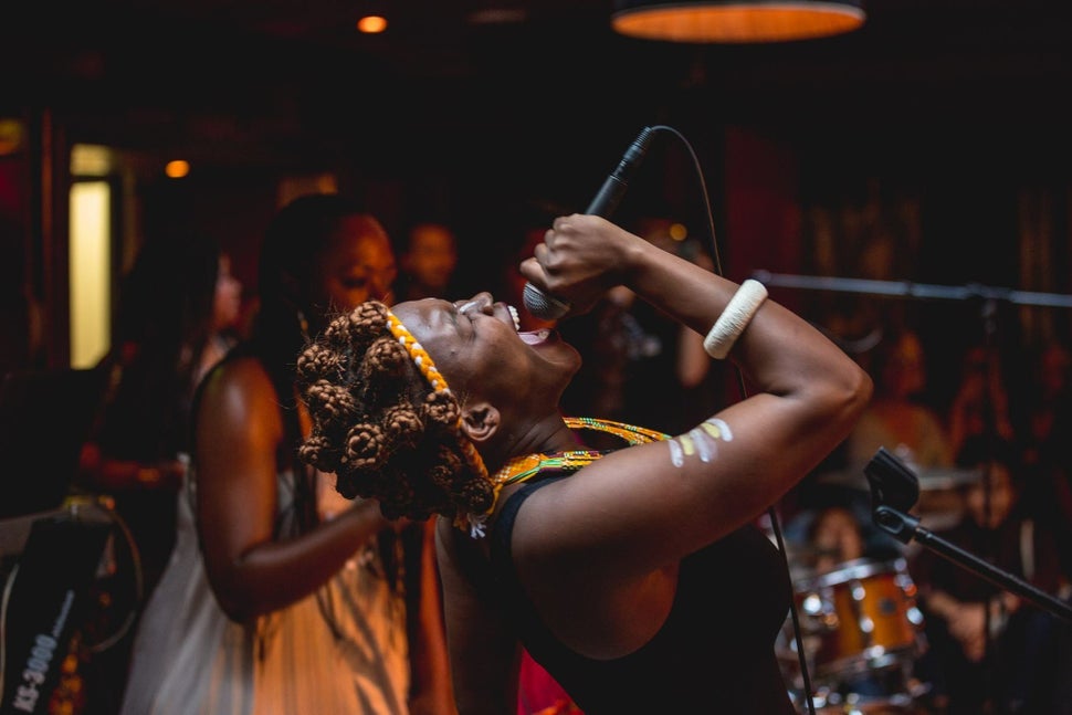 Zimbabwean rapper AWA performing at Ronnie Scott's.