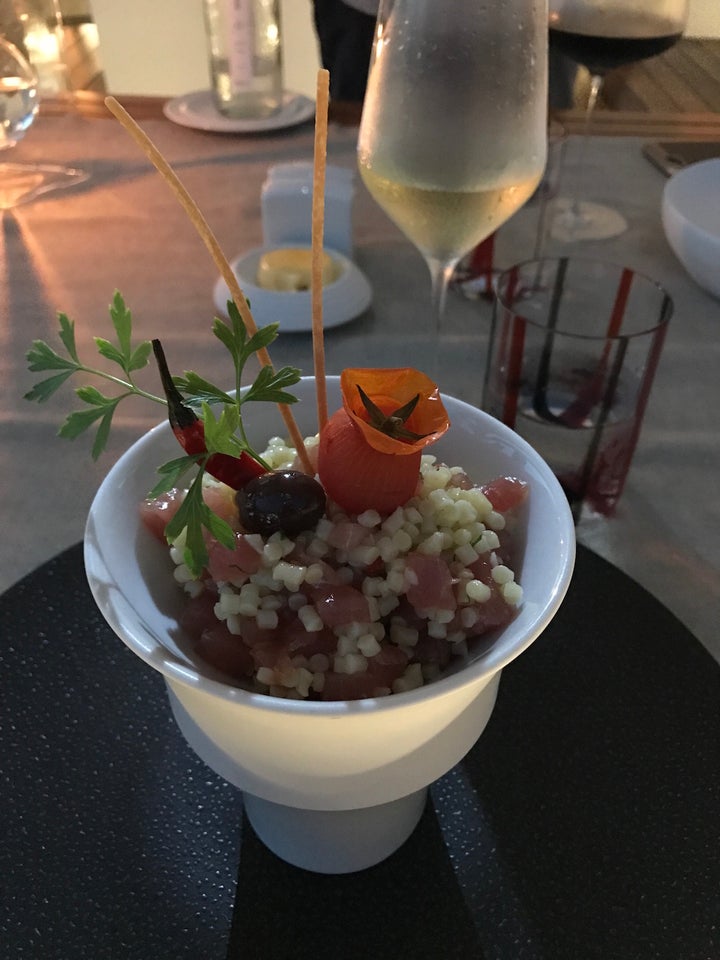 <p>The chef’s famous “spaghetti sushi”</p>