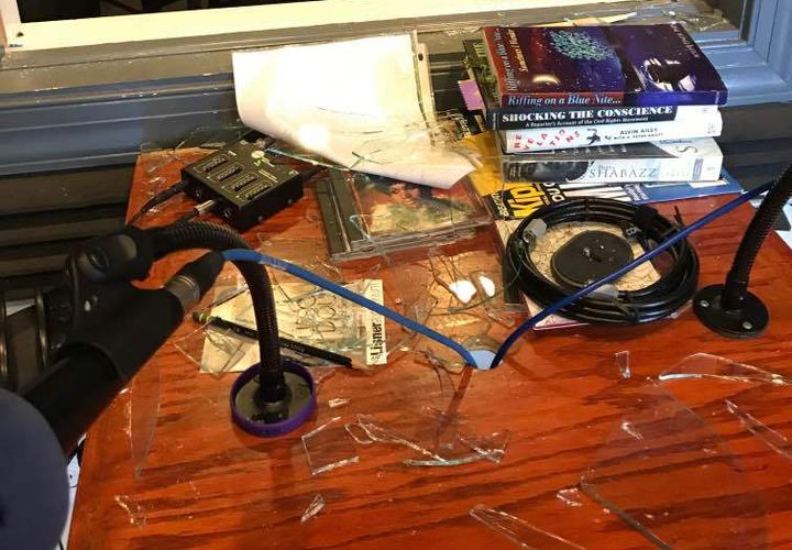 We Act Radio was covered in broken glass after this week’s robbery.