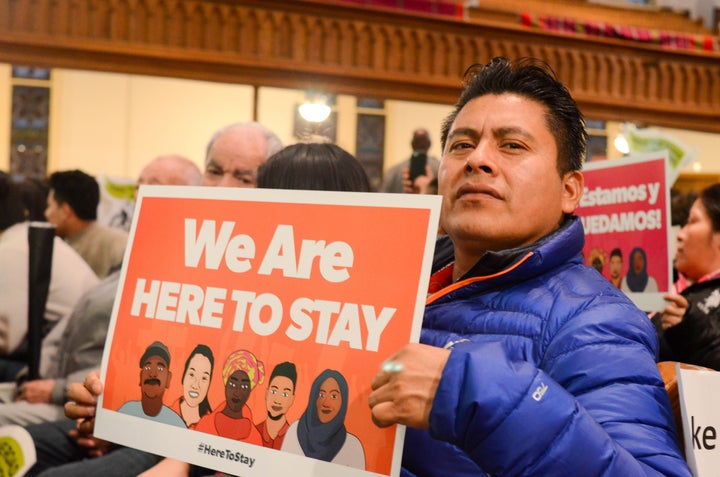 Immigrants rally in January, days before Donald Trump took office.