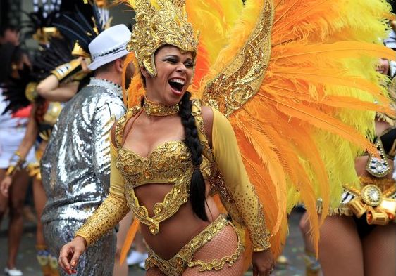 Dancers performing at the Notting Hill Carnival in 2016