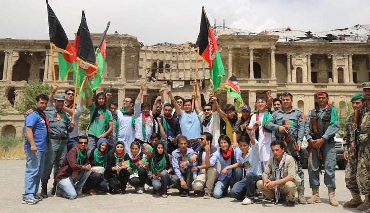 In front of the Darulaman Palace (which is currently being restored)