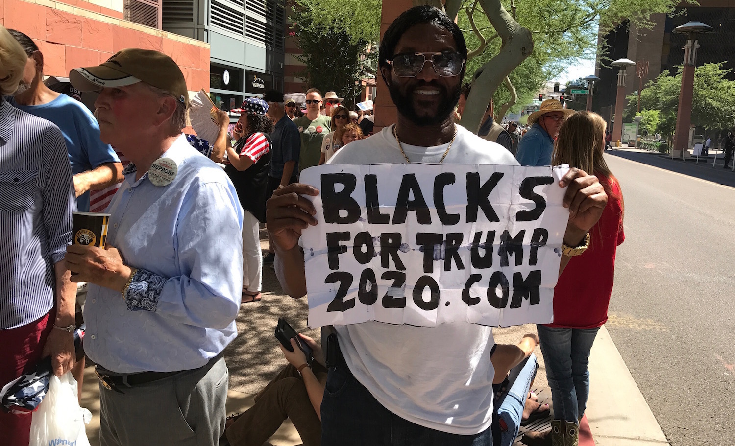 Meet The Guy Holding The Blacks For Trump Sign At Trump S Phoenix   59a1105424000019004b9d78 