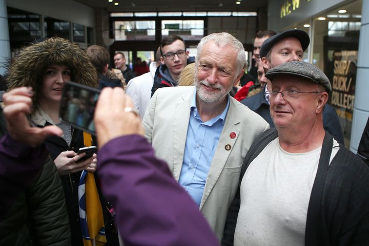 Labour leader Jeremy Corbyn meets members of the public at a rally at Quadrant shopping centre in Coatbridge