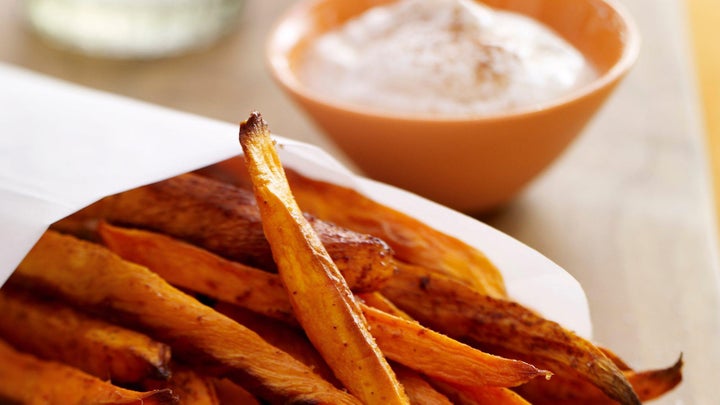 <p>Baked Sweet Potato Fries with Honey Spice Dip</p>