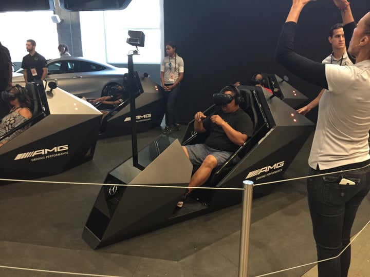 The virtual reality driving experience inside Mercedes Benz Stadium