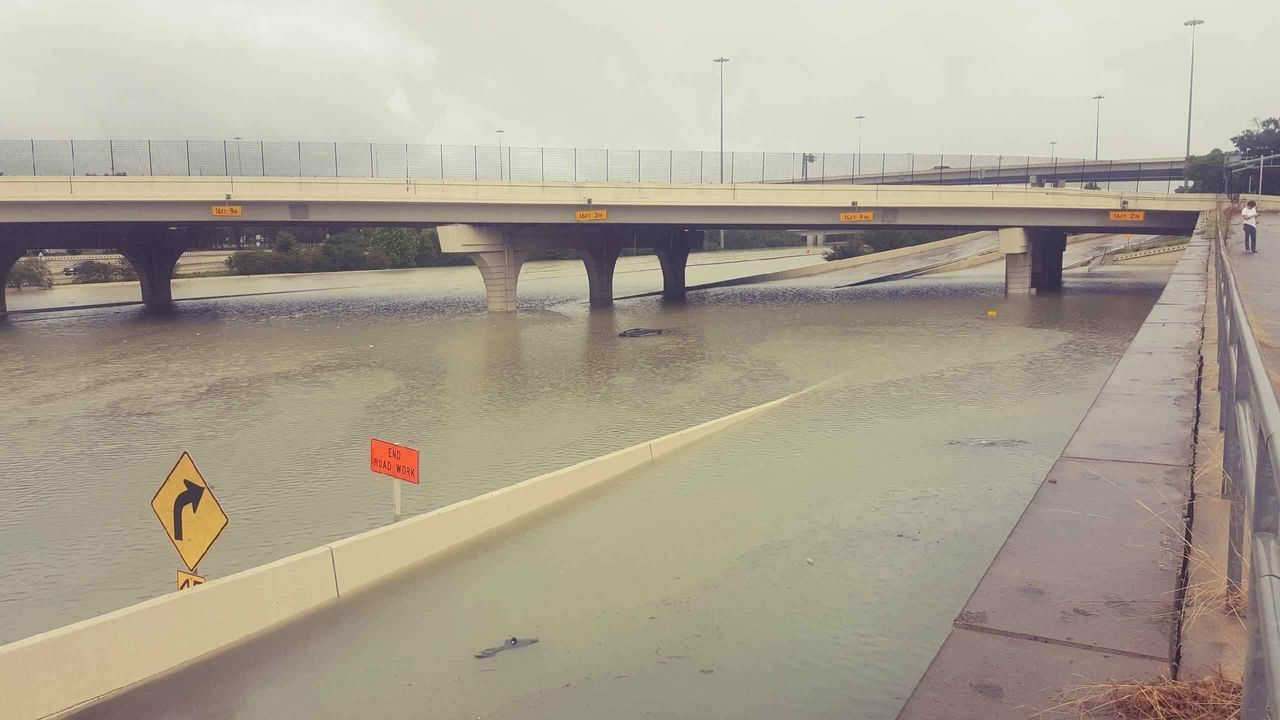 Flooding on Interstate 10 outside of Houston.