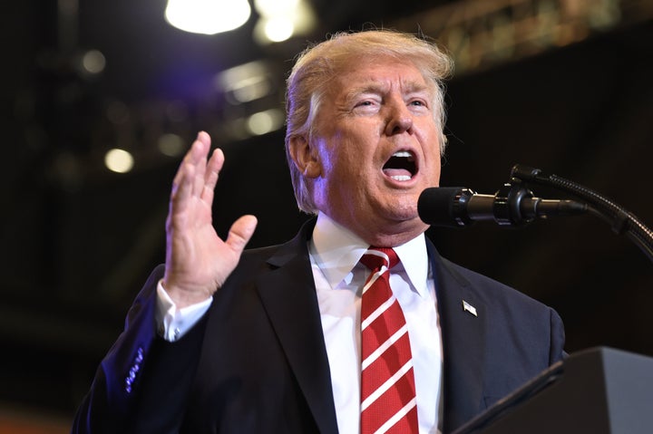 President Donald Trump speaks at a rally in Phoenix on Aug. 22, 2017.