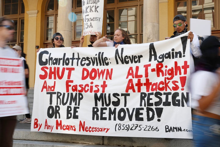 Counterprotesters make their position clear in Berkeley, California, on Sunday.