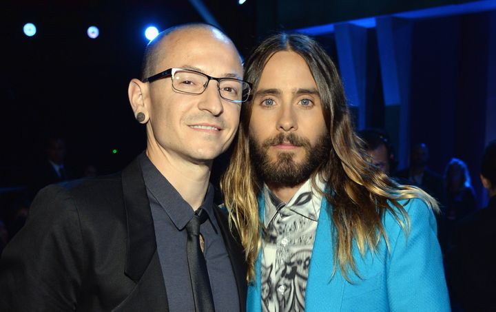 Chester Bennington and Jared Leto in May 2014. 
