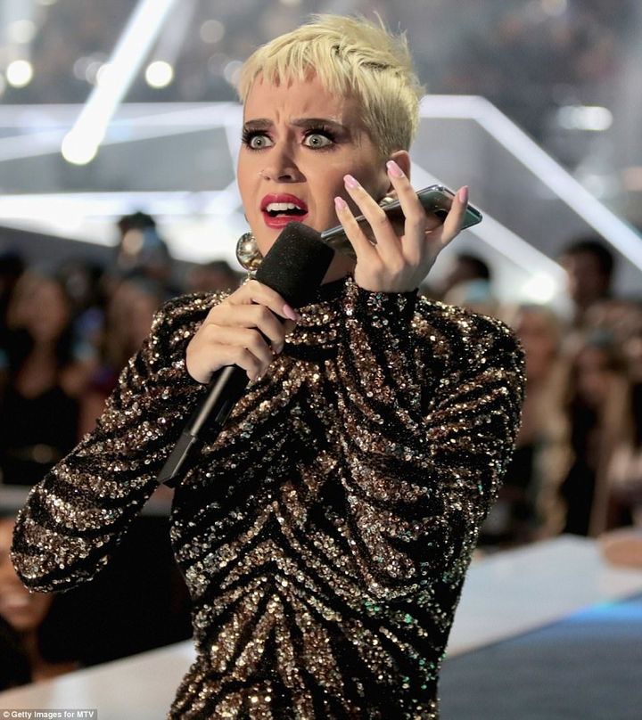 Host of the MTV VMA’s Katy Perry makes a phone call. 