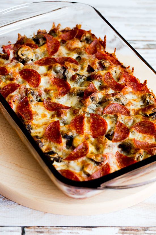 Get the Deconstructed Pizza Casserole recipe from Kalyn’s Kitchen