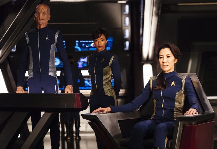 Doug Jones, Sonequa Martin-Green and Michelle Yeoh in "Star Trek: Discovery."