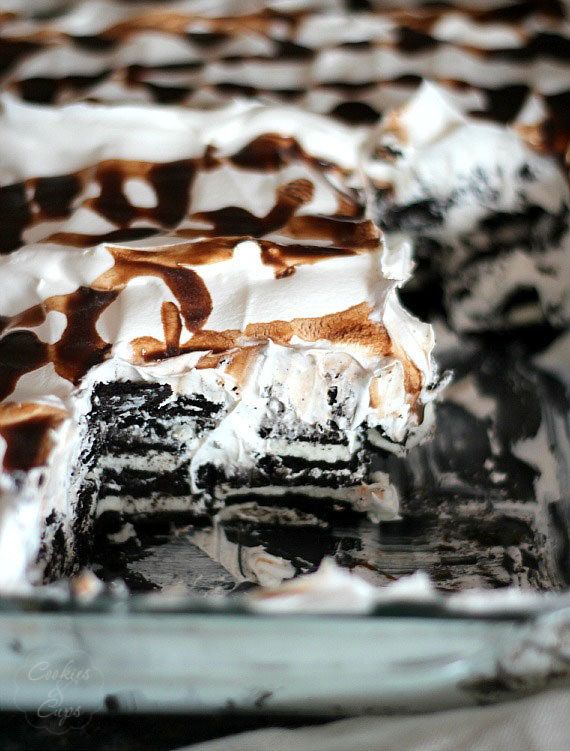Get the Oreo Ice Box Cake recipe from Cookies and Cups
