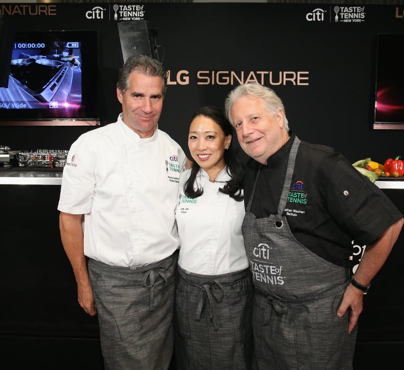 Chefs Kerry Hefferran Judy Joo and Jonathan Waxman attend the Citi Taste Of Tennis at W New York on August 24, 2017 in New