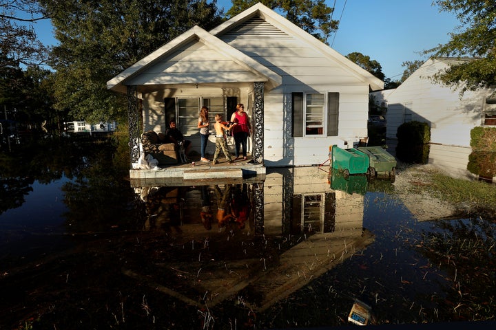 Lumberton, North Carolina, residents take refuge from Hurricane Matthew's floodwaters in October 2016. Less than 1 percent of