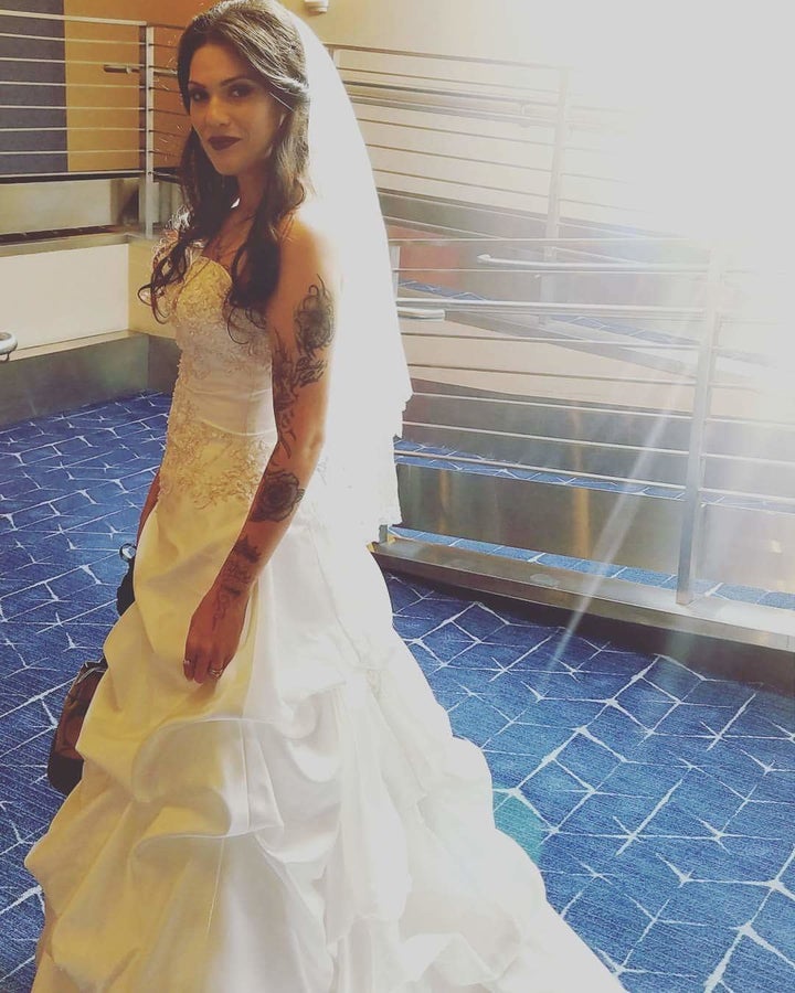 Arianna, who didn't get a traditional wedding experience the first time around, wore the dress to her vow renewal on Wednesday. 