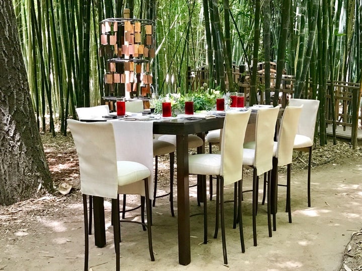 You can experience a special lunch with the Golden Door Chef and his special guest in the Bamboo Garden at the Golden Door.