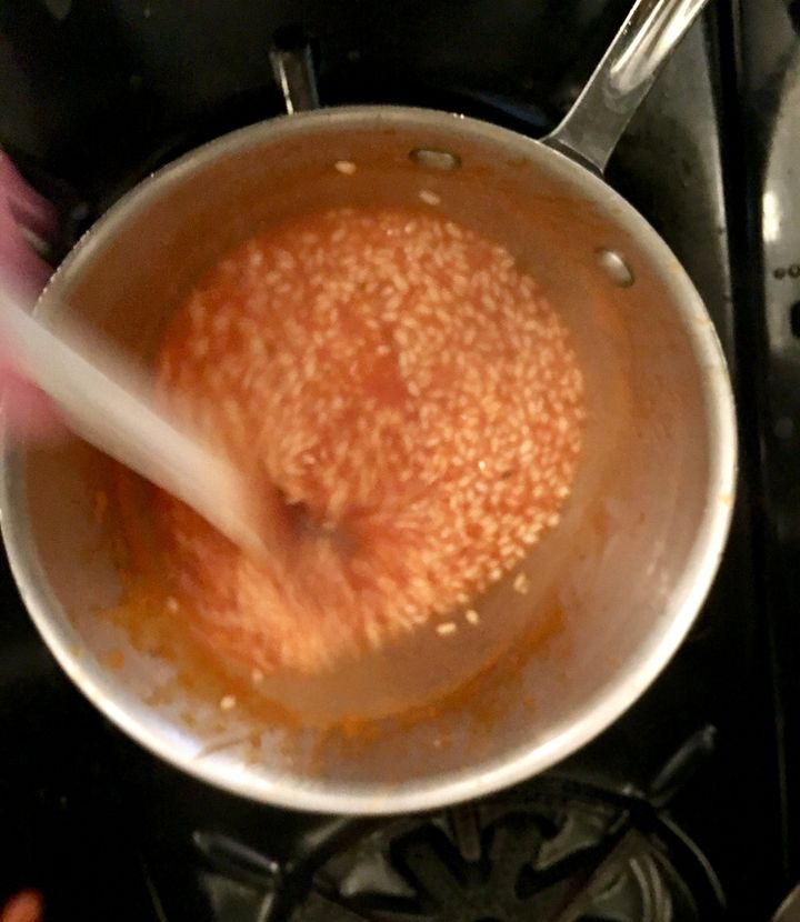 I stick to the traditional all-stirring-all-the-time method for making a risotto