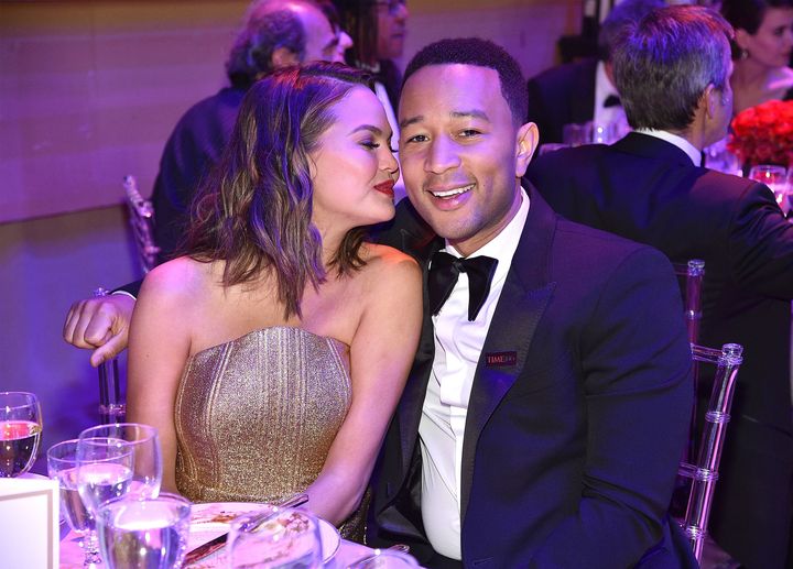 John Legend with his wife Chrissy Teigen at the Time 100 Gala on April 25, 2017. 