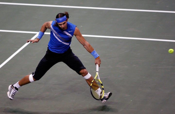 Rafael Nadal wearing a pair of his longer shorts during a Dec. 2007 match in Malaga, Spain. 