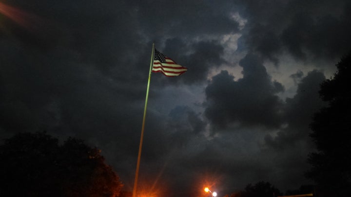 The Stars and Stripes in a storm.