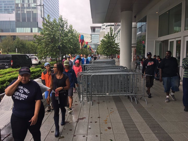 The George R. Brown Convention Center in downtown Houston is being used as a temporary shelter for thousands of displaced residents.