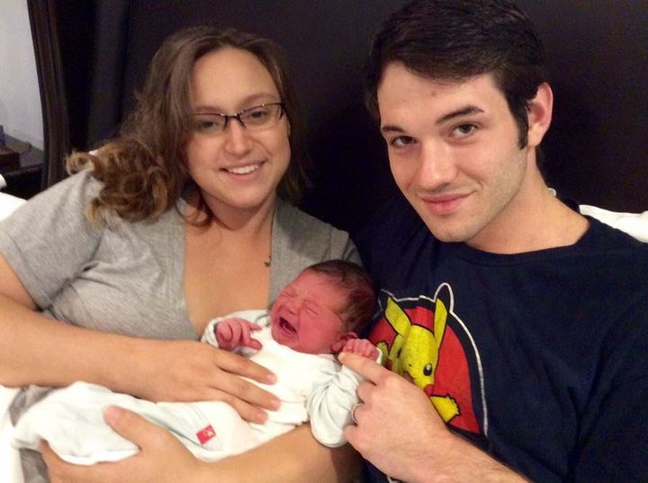 Holly Wood gave birth to Atlas during Hurricane Harvey, with only her husband, John, and a nurse-midwife by her side.