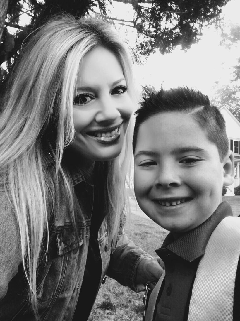 It was way too early in the morning for this mom to not convert the photo to a more forgiving B&W filter!