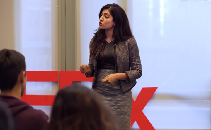 Shivika sharing her story as a TEDx speaker