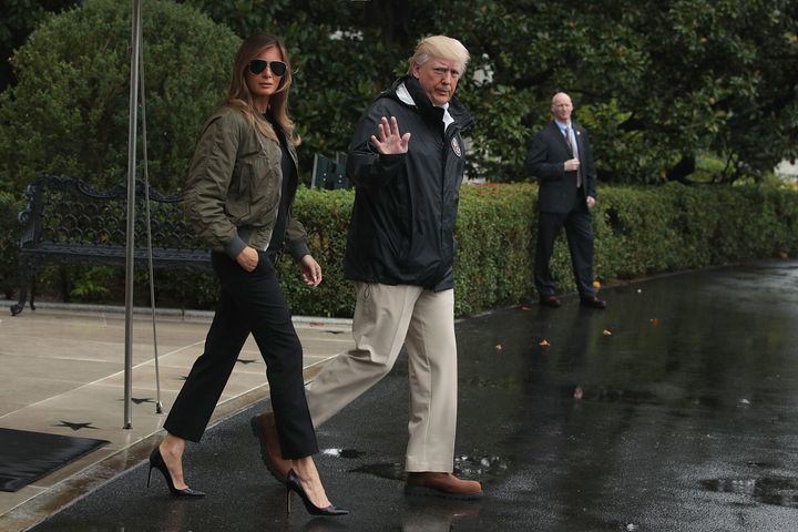 Donald and Melania Trump ready to board Marine One to travel to flood-stricken Texas