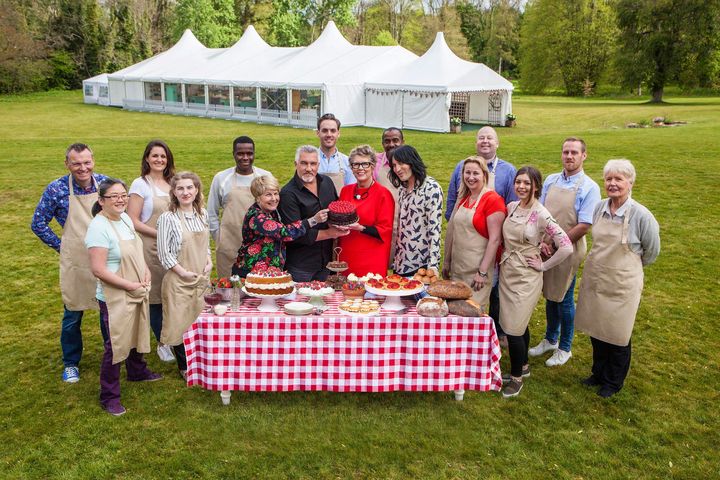 The judges and presenters with this year's bakers 