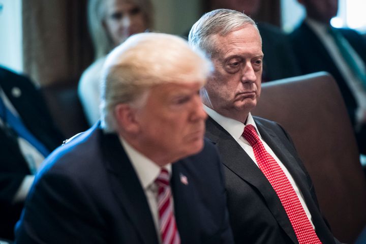 US Defence Secretary Jim Mattis (right) will be reviewing President Donald Trump's transgender ban.