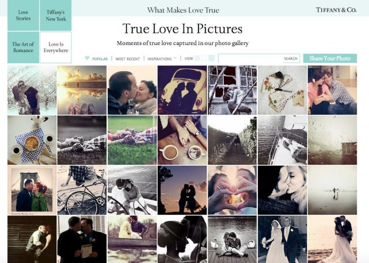 Followers’ submissions from Tiffany & Co.’s True Love hashtag campaign, as featured on the company’s website. 