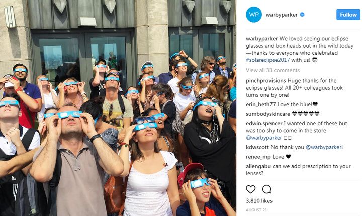 Prescription eyewear & sunglasses brand WarbyParker tags #solareclipse2017 to connect with the community over the much anticipated August eclipse.