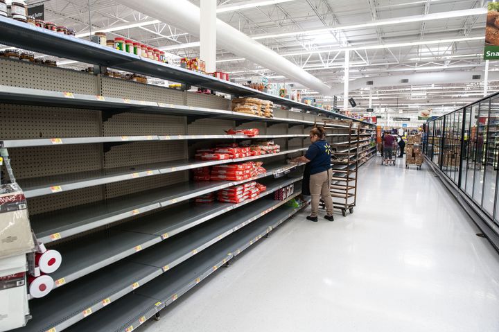 Hawaiian rolls and tortillas were the only remaining bread products at the Walmart in Katy, Texas, on Wednesday.