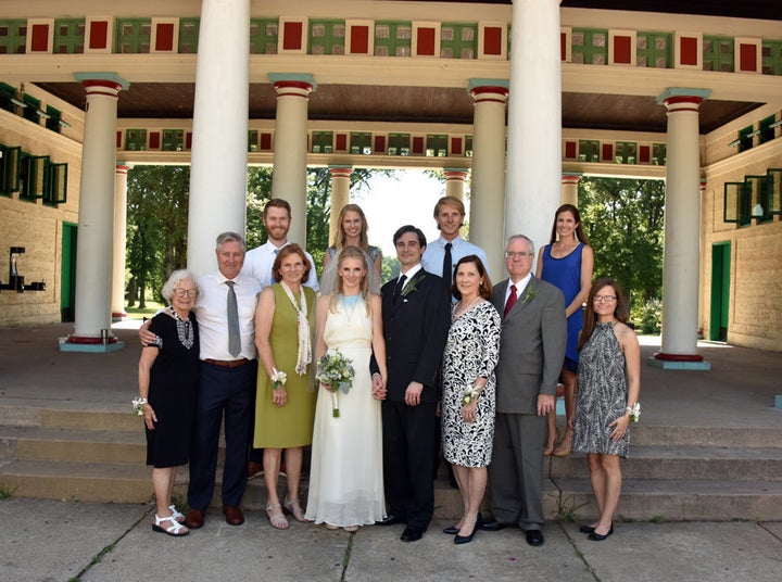 The newlyweds and their families.