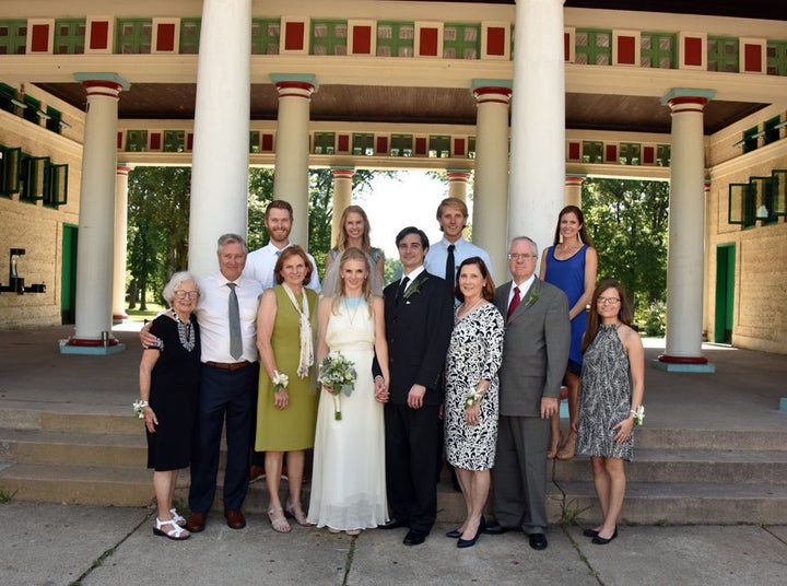 The newlyweds and their families. 