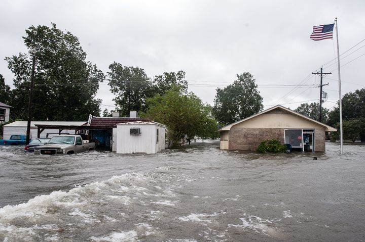 The post office in Nome, Texas, was flooded Wednesday.