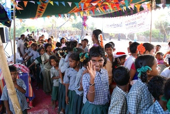 The School Children Lining Up To Meet Us, Sothikuppam, Tamil Nadu, India
