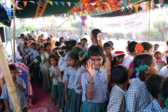 The School Children Lining Up To Meet Us, Sothikuppam, Tamil Nadu, India