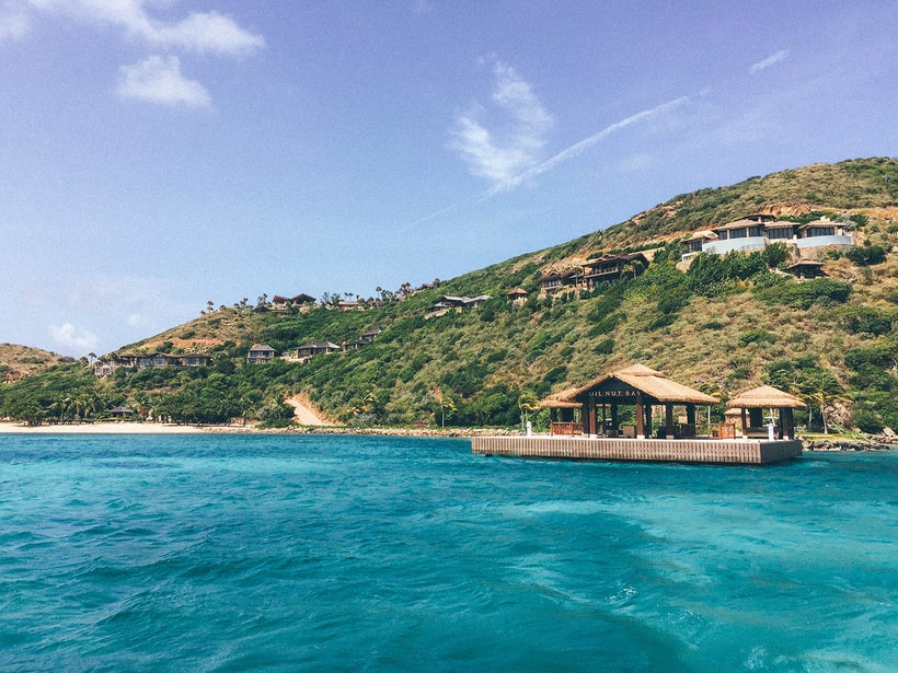 The water at Oil Nut Bay is perfect for spotting turtles and sting rays.